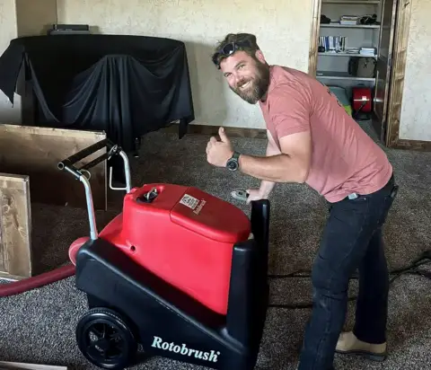 One of the Air Pro technicians with our high quality air duct cleaning machine.