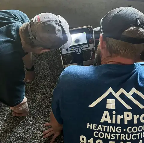 Watching the air duct cleaning process on high tech equipment.